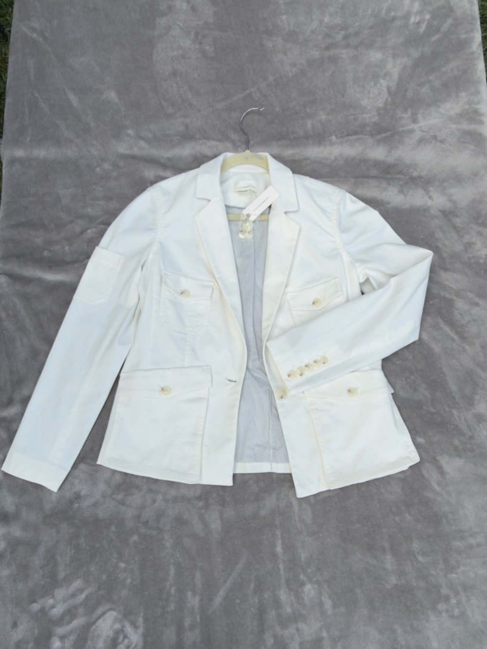 Anthropologie White Cotton Blazer Jacket